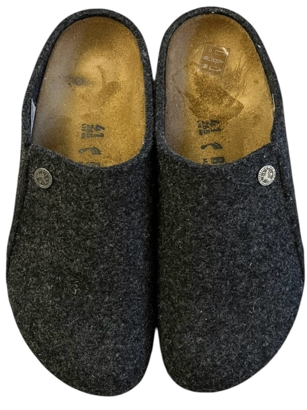 Birkenstock Zermatt 41 Womens 10 Mens 8 Anthracite Wool Blend Slip On Slippers - Picture 2 of 8